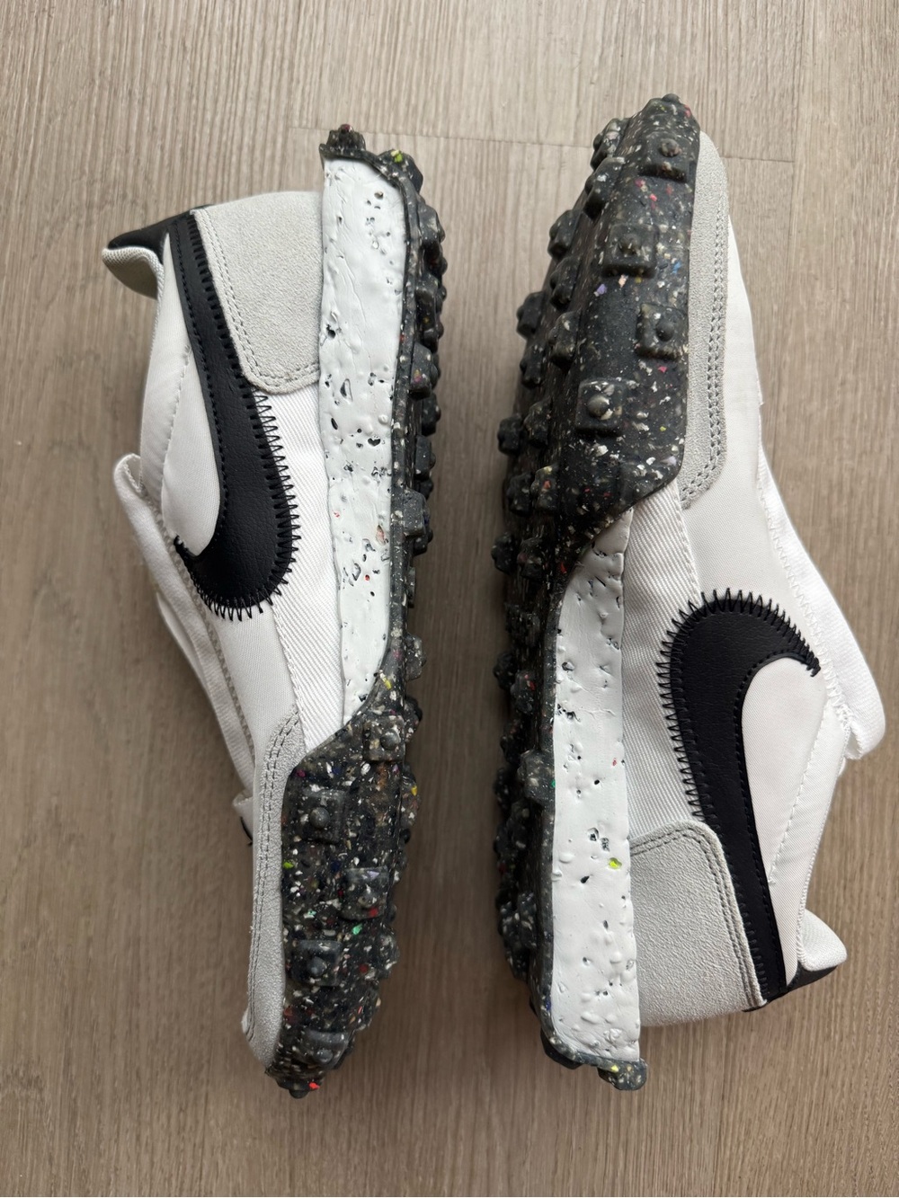 Nike White and Black Women's Sneakers with Speckled Recycled Sole